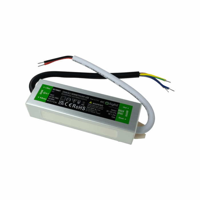Zasilacz transformator do LED 15W 12V DC 1.25A stałoprądowy IP67 Ecolight