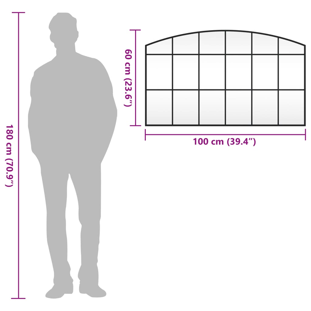 Miroir mural noir 100x60 cm arche fer - 7