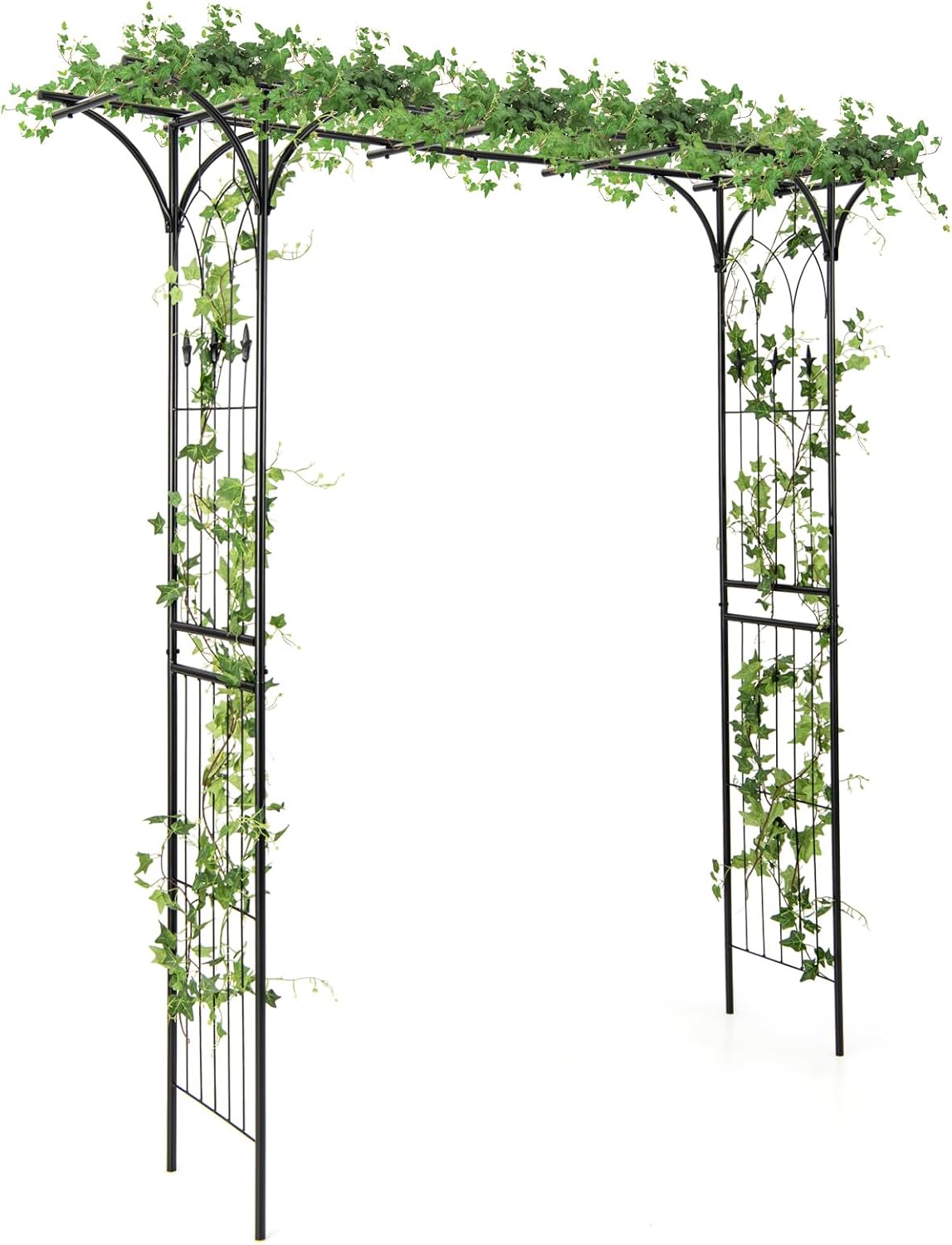 Traliccio Da Giardino In Ferro Battuto Nero 220x75 Cm - Resistente Alle Intemperie Per Rose, Clematidi, Edera