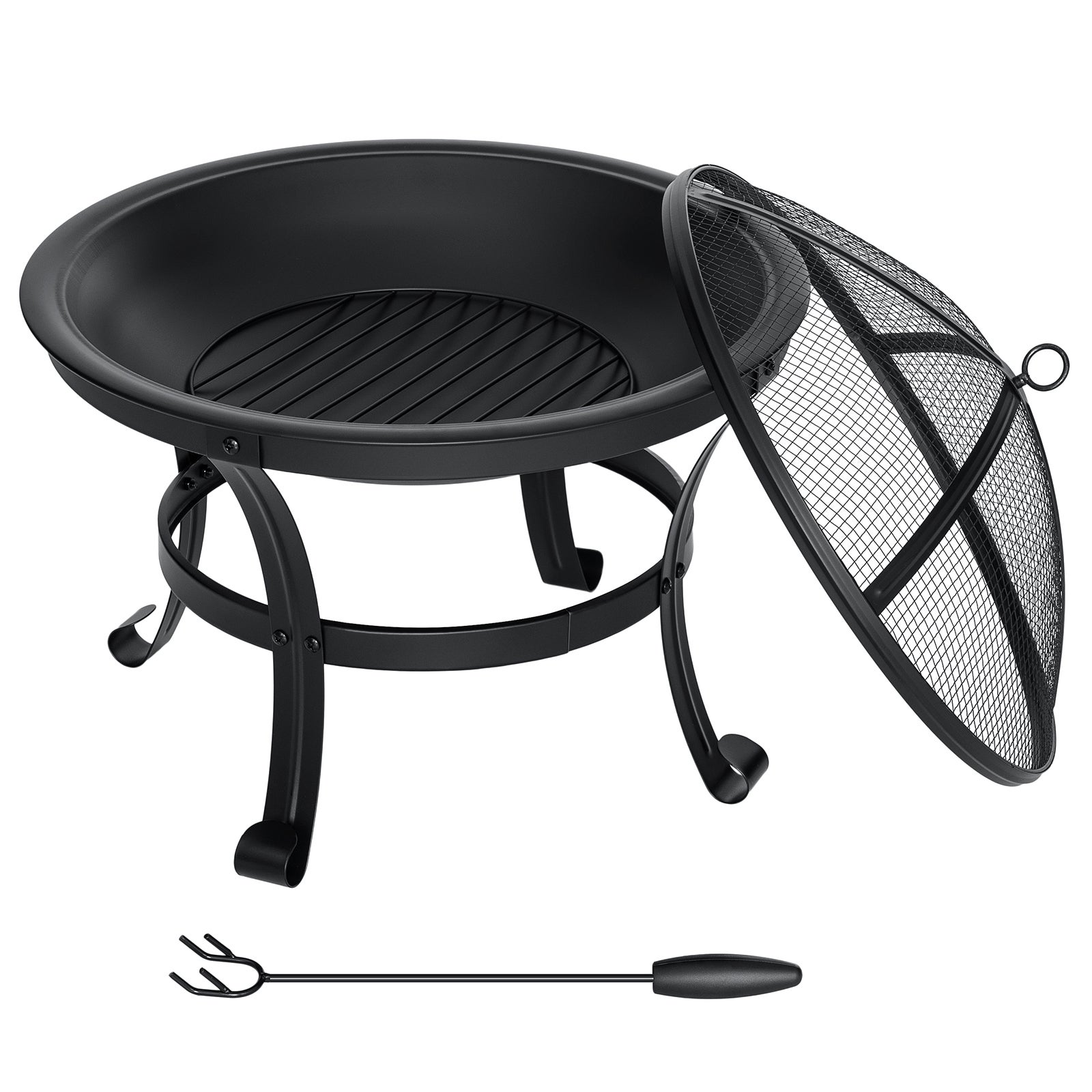 Fogueira exterior de 56 cm com tampa, pequena fogueira de liga de aço para jardim, varanda, pátio, parque de campismo e churrasco. - 3