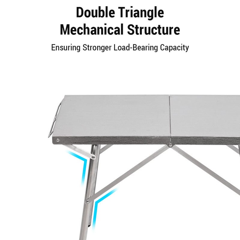 Table de pique-nique pliante portable en acier inoxydable, résistante hautes températures, idéale barbecue, camping, loisirs - 7