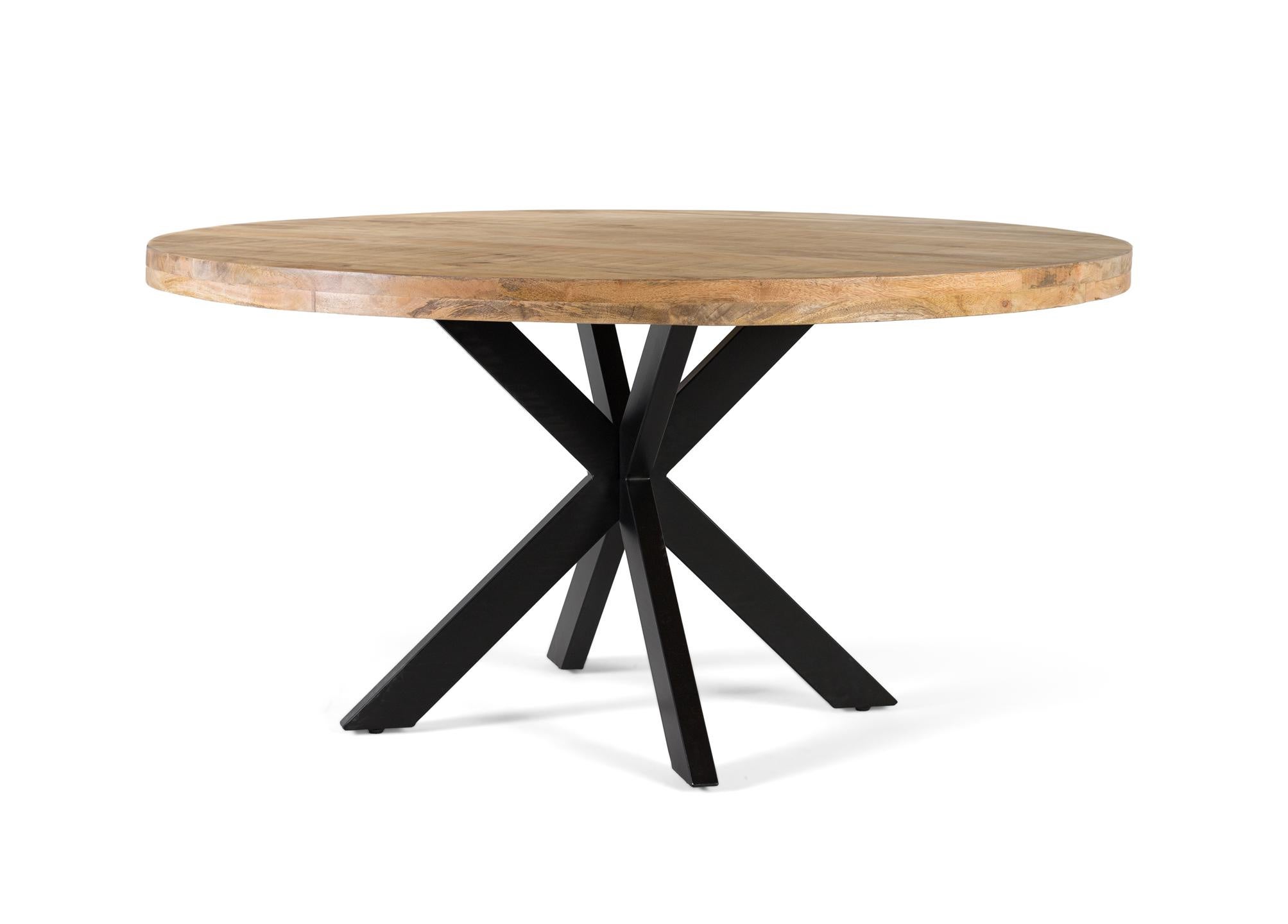Stoły jadalne z drewna mango 150 cm w stylu rustykalnym i industrialnym - 77x150x150 GYC