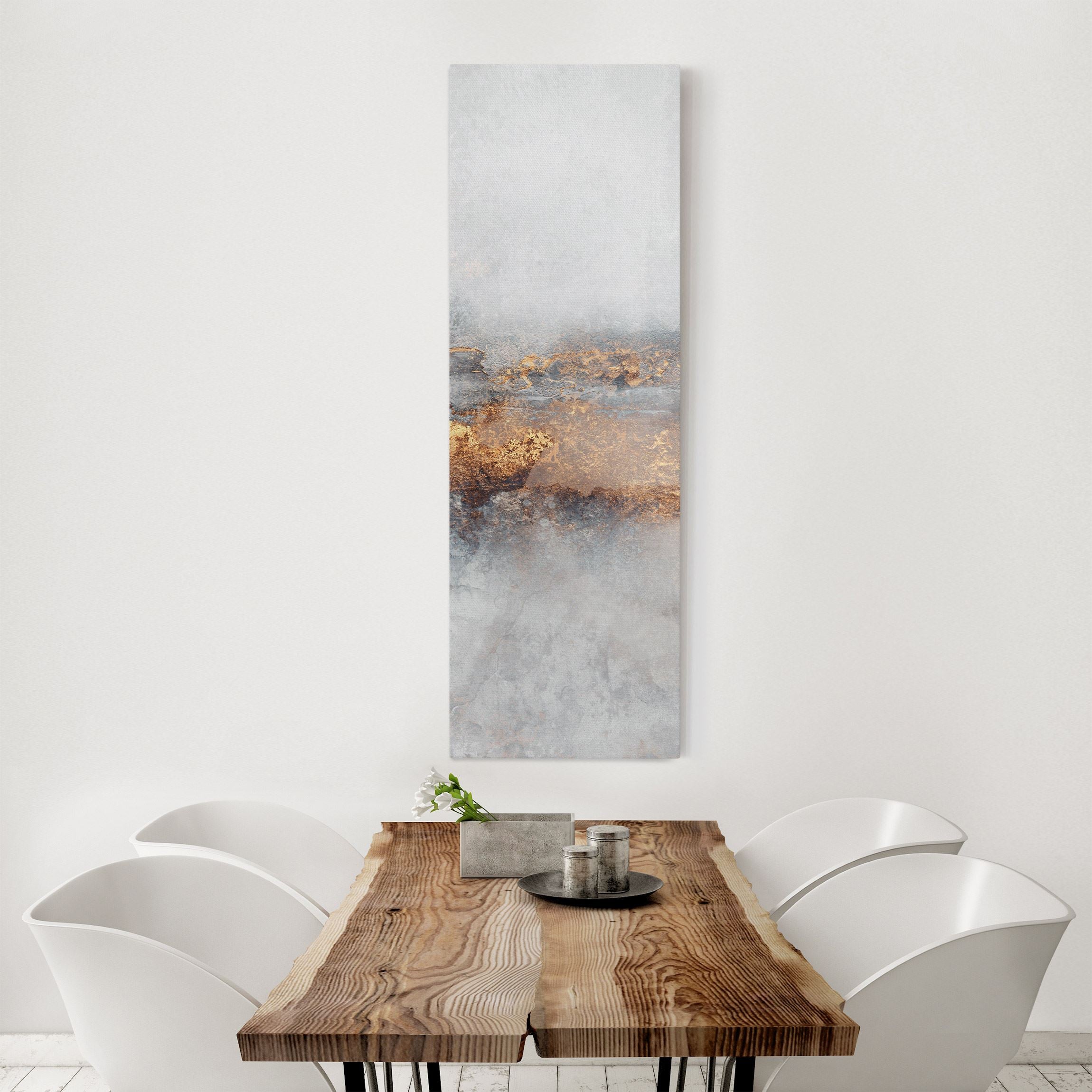 Impression sur toile tableau sur toile châssis gris art à motifs abstrait peinture 54 cuisine chambre à coucher salon couloir 50 x 150 cm - 3