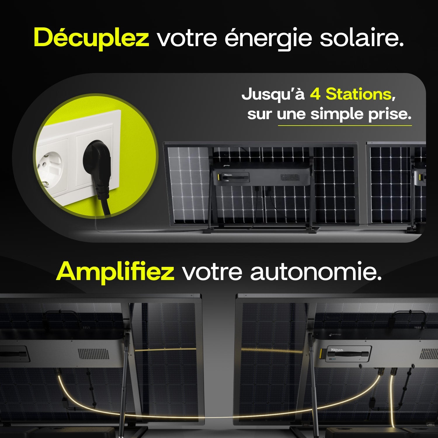 Sunology PLAY Max - Panneau solaire 450W bifacial avec batterie hybride & modulaire 700Wh – Station solaire livrée totalement assemblée - 6