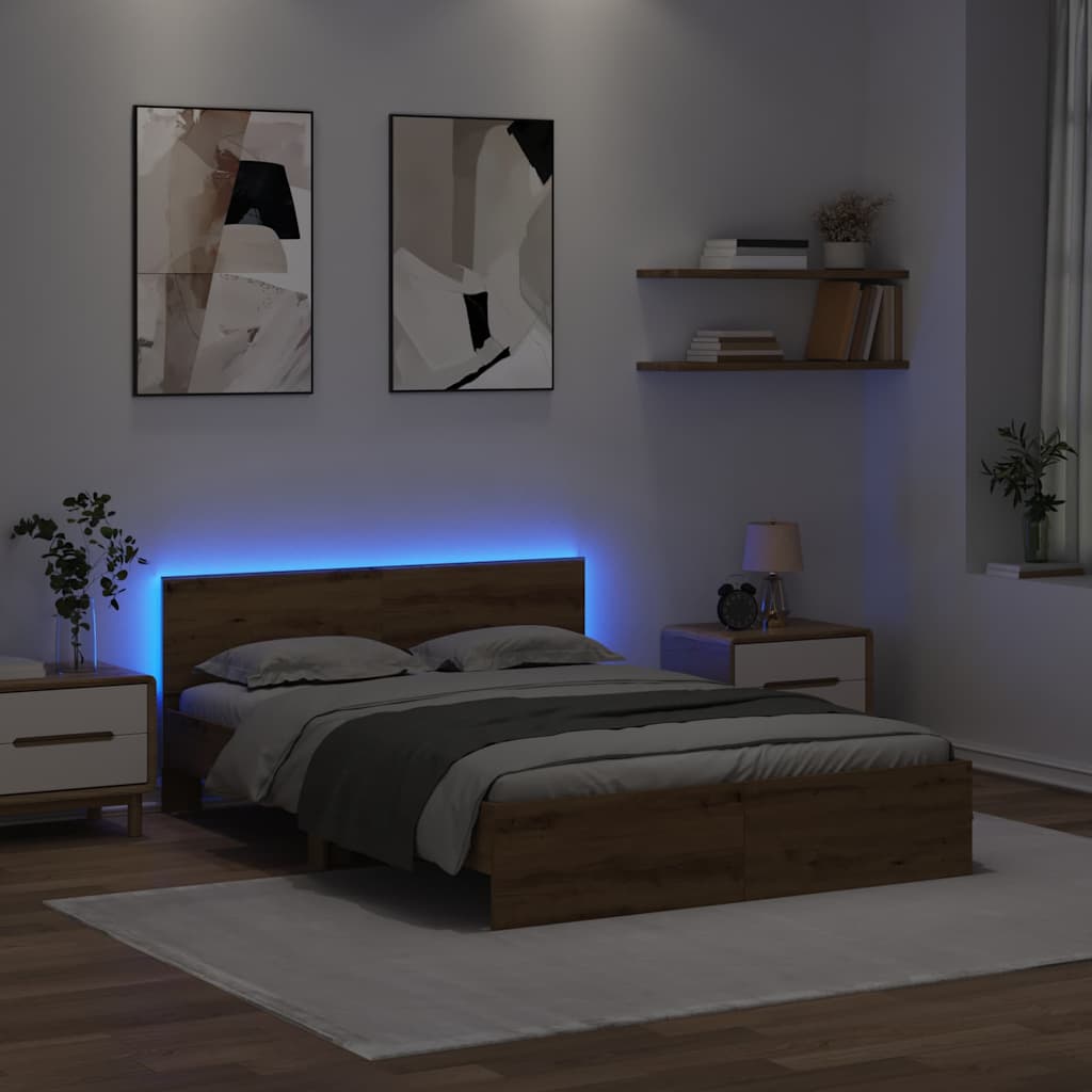 Cadre de lit en panneau de bois pour la chambre, 150 × 200 cm - 4