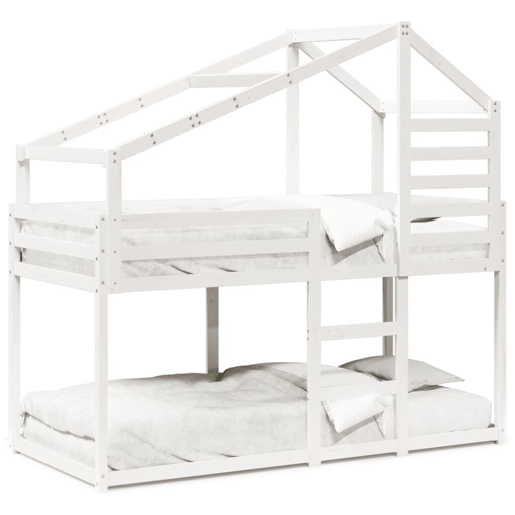 Lit superposé avec toit blanc 90x190 cm bois massif de pin - 2
