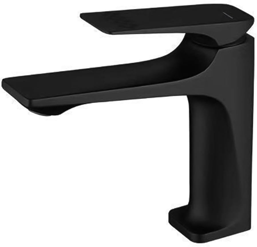 Jednouchwytowa bateria umywalkowa do łazienki z mosiądzu, z mieszaczem wody ciepłej i zimnej (matowa czerń)