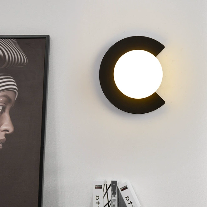 Ścienna lampa LED, kreatywna lampa ścienna LED, nowoczesna lampa ścienna LED, 20 x 20 cm, Nero (bez czcionki światła)