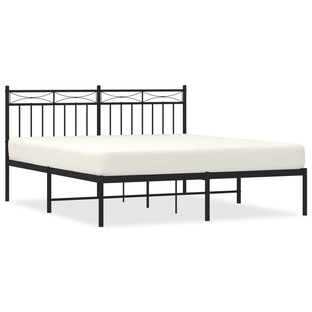 Estructura cama sin colchón con cabecero metal negro 160x200 cm vidaXL - 2