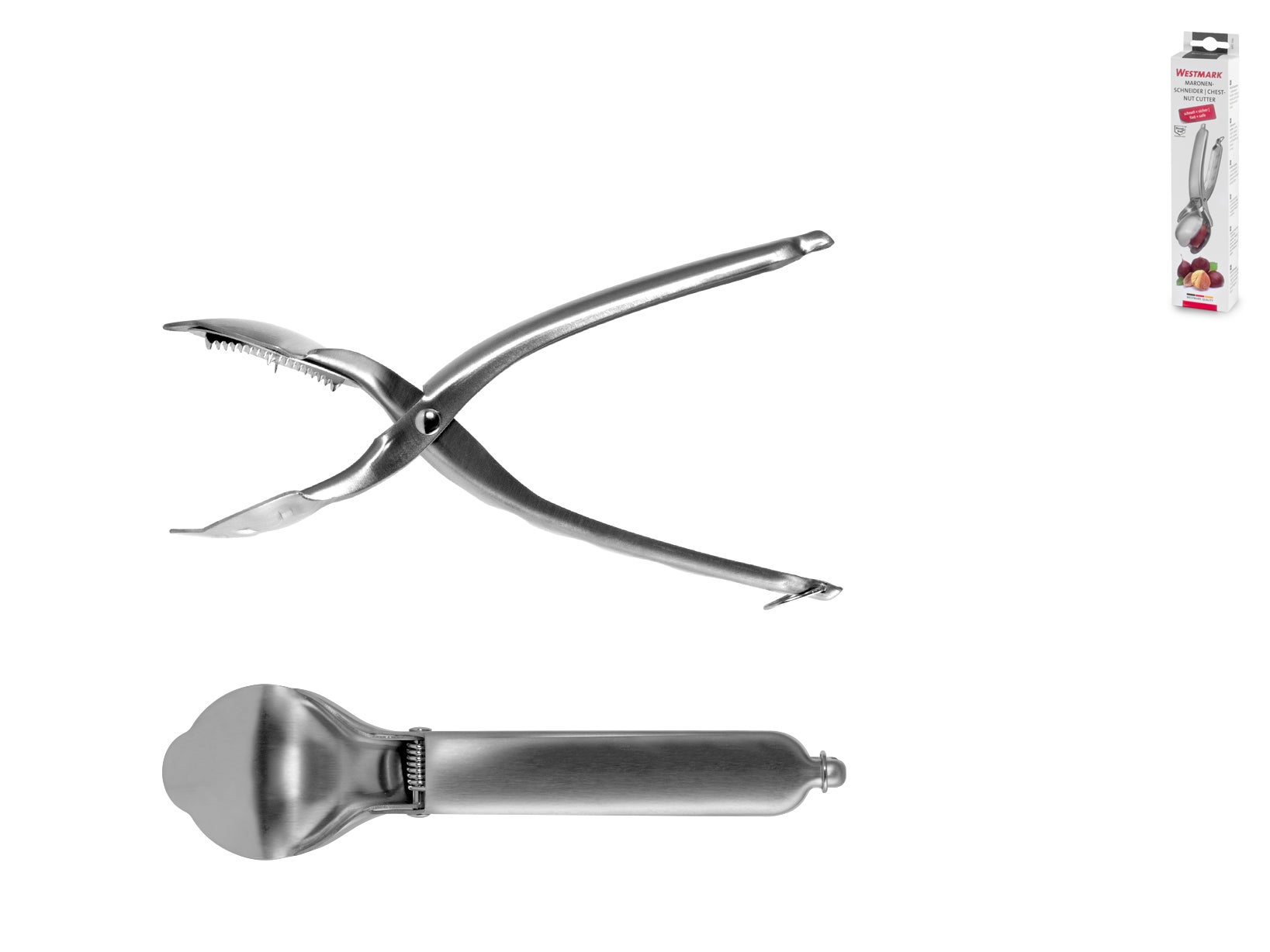 Casse-noisettes Et épluche-châtaignes En Inox - Avec 2 Protège-doigts - Pour Noix, Noisettes, Amandes, Châtaignes - Design Croisé Efficace