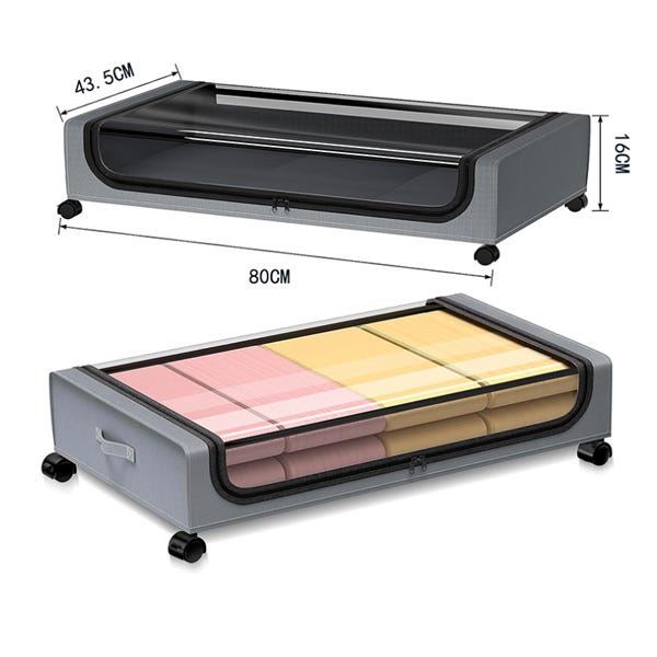 Contenitore Sottoletto Pieghevole Set Di 2, Traspirante Scatole Organizzatore Armadio - Foto 2