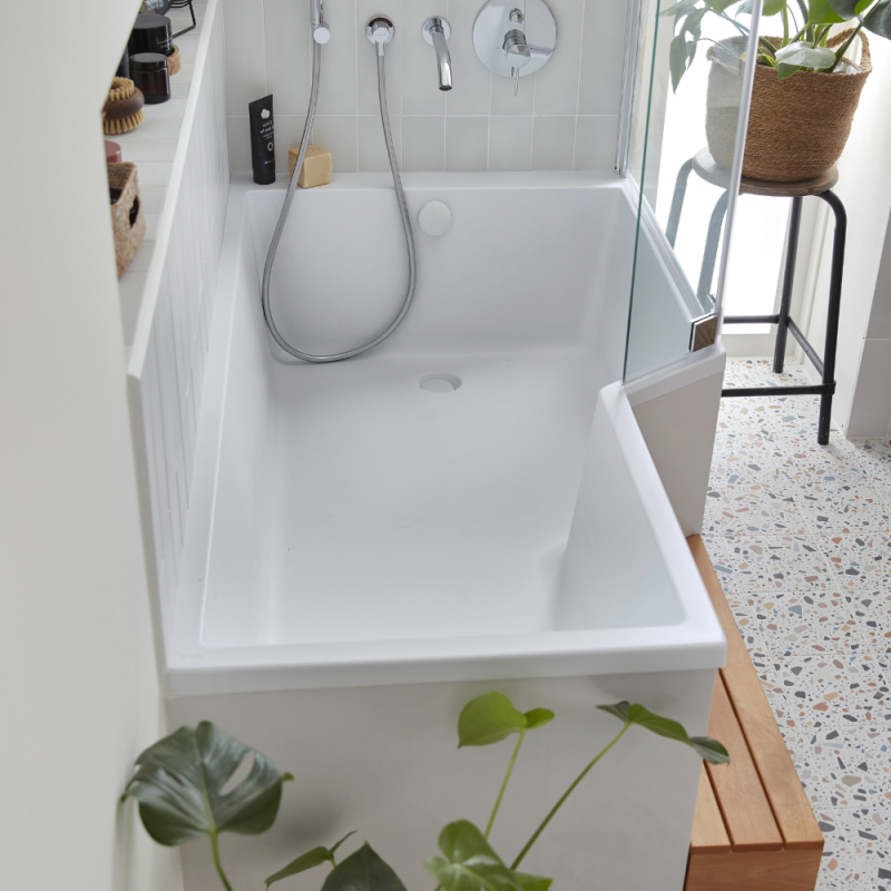 Pack baignoire bain douche 150 x 80 JACOB DELAFON Neo version droite + pare bain chromé + tablier en angle - 6