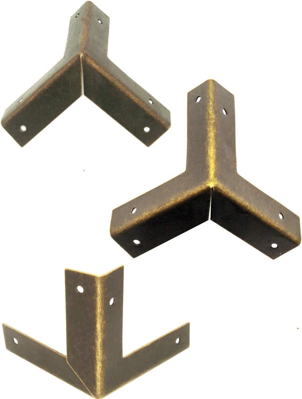 Set di 10 protezioni per angoli in metallo antico per mobili, protezioni per bordi per casse e mobili - Stile vintage in ottone invecchiato, 32 x 32 m - 3