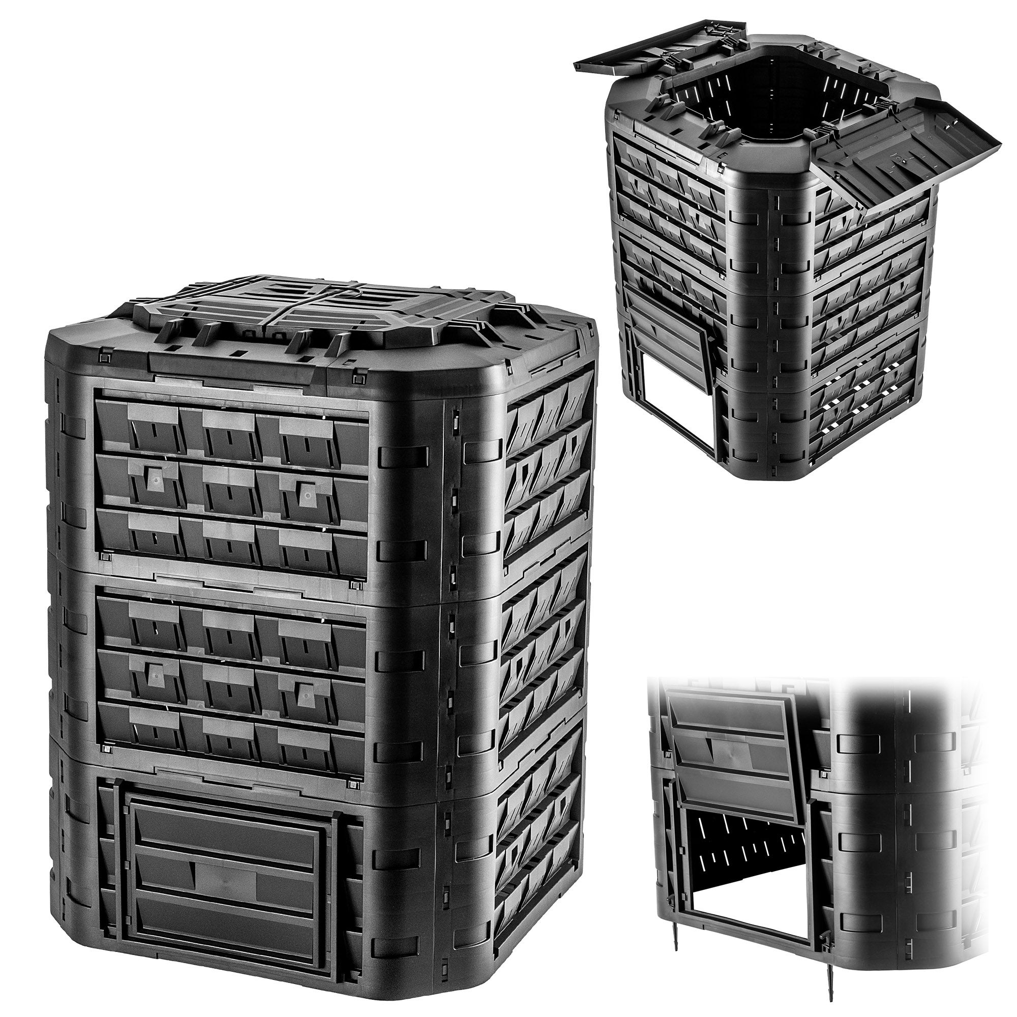 KOMPOSTOWNIK OGRODOWY DUŻY MODUŁOWY CAŁOROCZNY MROZOODPORNY NAWÓZ 950L