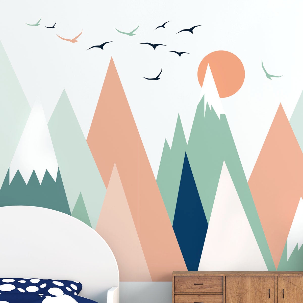 Vinilo niño escandinavo de montaña nolwka - adhesivo de pared - revestimiento sticker mural decorativo - 90x135cm - 4