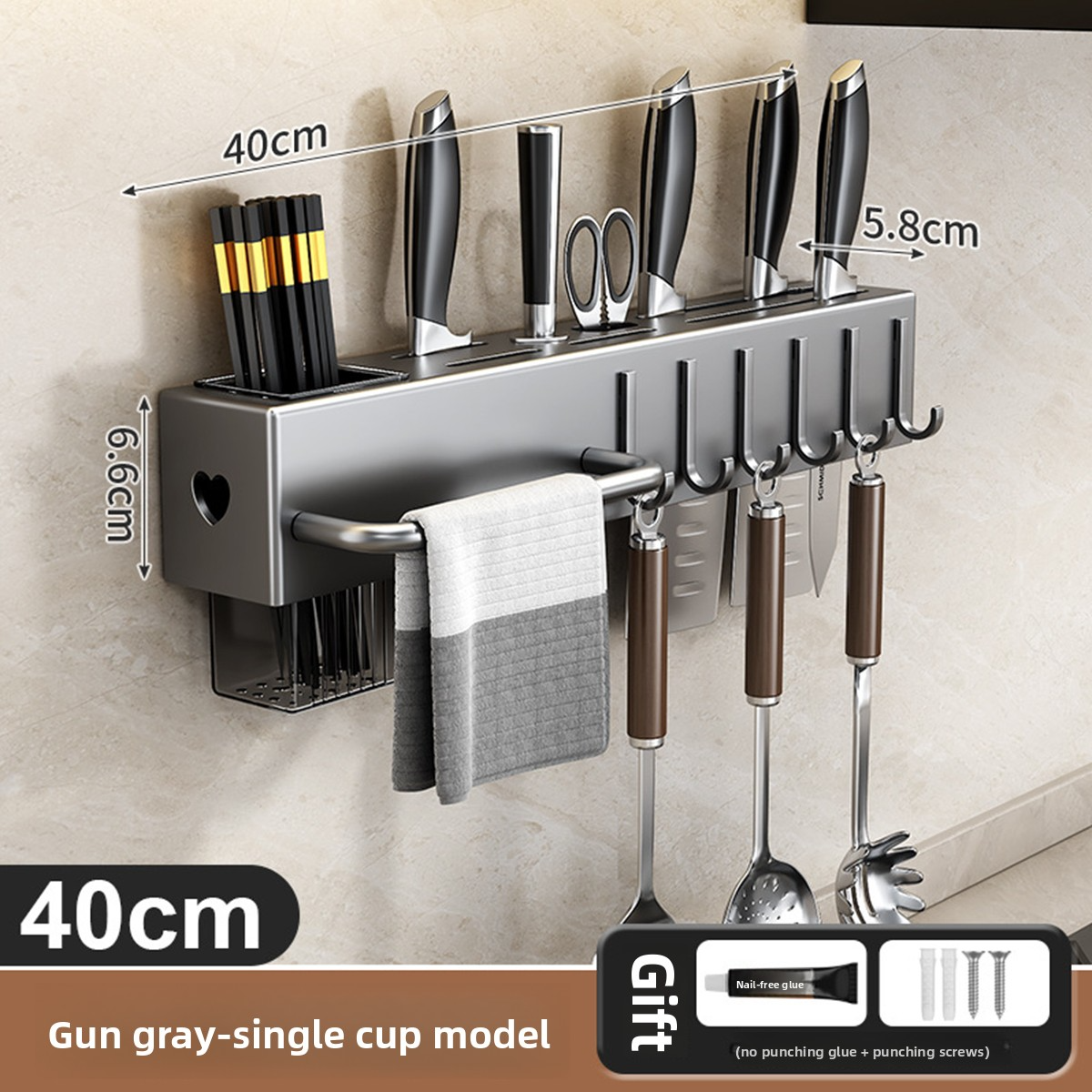 Organizer Portaposate Da Cucina In PP Con Design Cavo - Portacoltelli, Forchette E Cucchiai, 23,2 X 22,5 Cm
