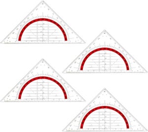 Set Di Righelli E Squadre Geometriche Trasparenti – 2 Squadre, 3 Righelli (15/20/30 Cm), Antiscivolo, Perfetto Per Disegno Tecnico E Studio