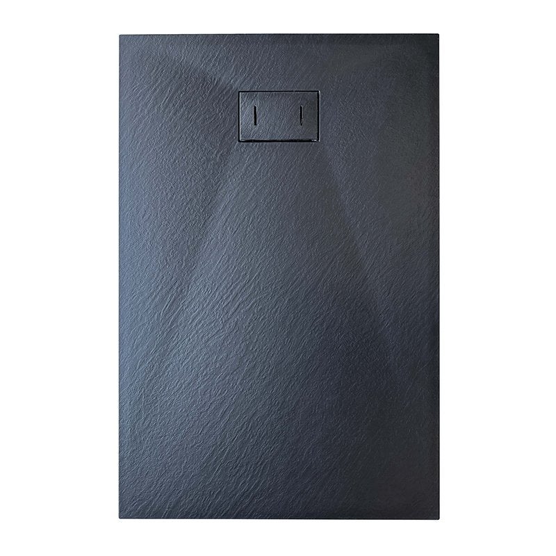 Brodzik z włókna szklanego SMC o efekcie kamienia, wysokość 2,6 cm, z syfonem w zestawie, 70-160 Czarny