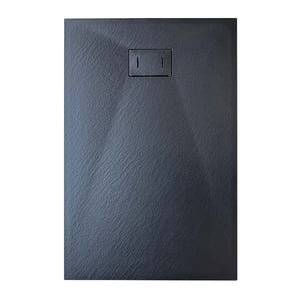 Receveur de douche SMC en fibre de verre effet pierre avec bonde inclus H. 2,6 cm 80 x 100 Noir