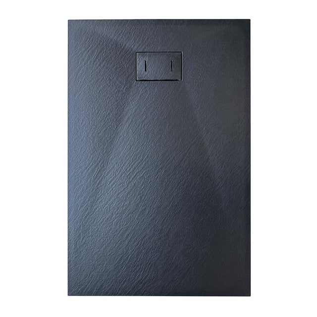 Receveur de douche SMC en fibre de verre effet pierre avec bonde inclus H. 2,6 cm 80 x 120 Noir
