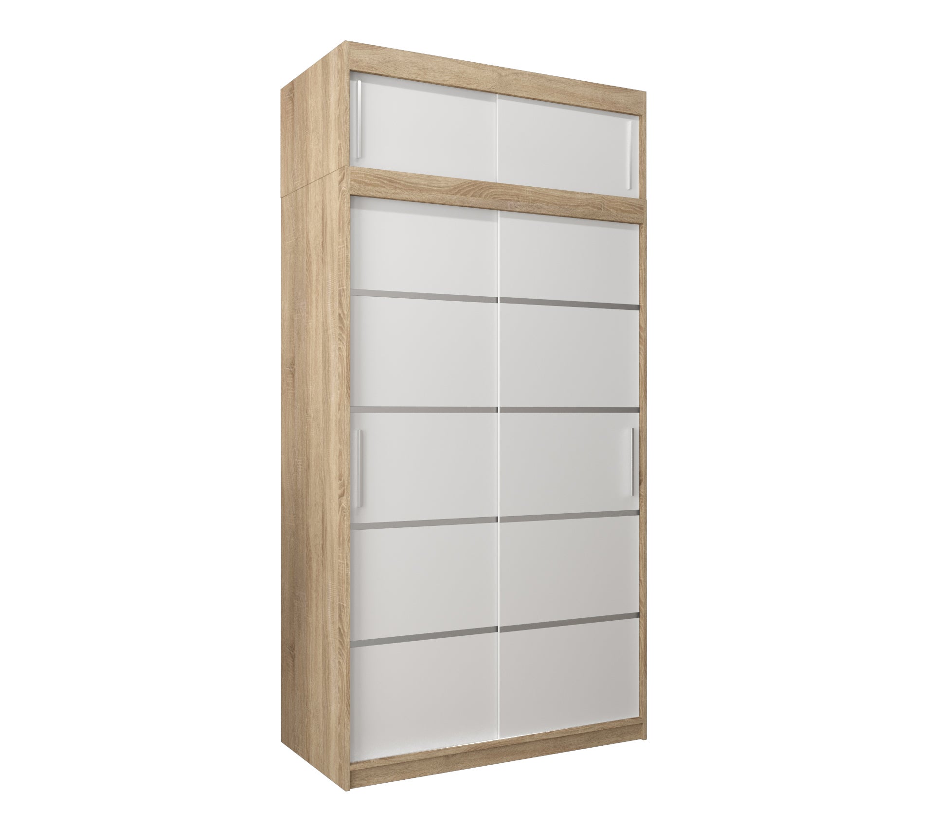 Szafa przesuwna z nadstawką garderoba Verona 1 120 x 62 x 240 cm Sonoma + Biały - Abiks Meble