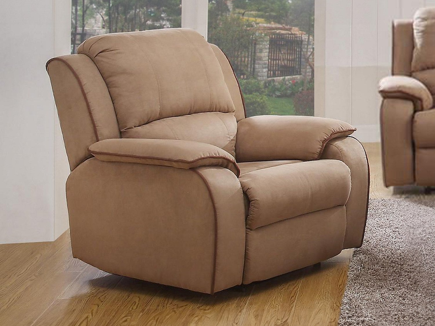 Fotel z funkcją relax z mikrofibry HERNANI - Taupe