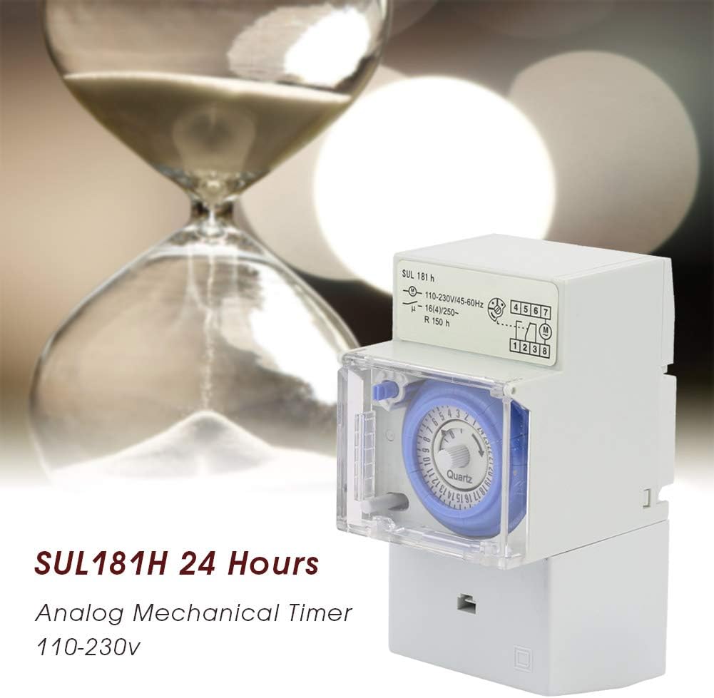 Minuterie Mécanique Étanche, Horloge Programmable 24h Programmateur pour Chauffe Eau Électrique, AC230V - 3
