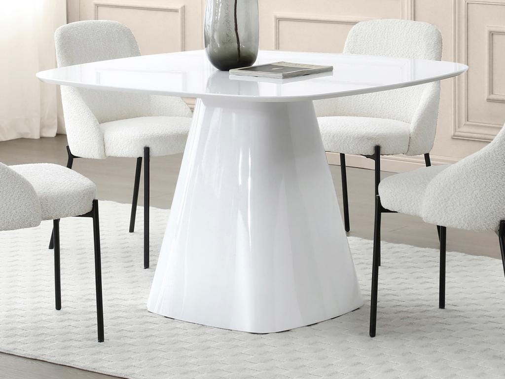 Table à manger 4 personnes en MDF - Blanc laqué - BUDONIA | Leroy Merlin