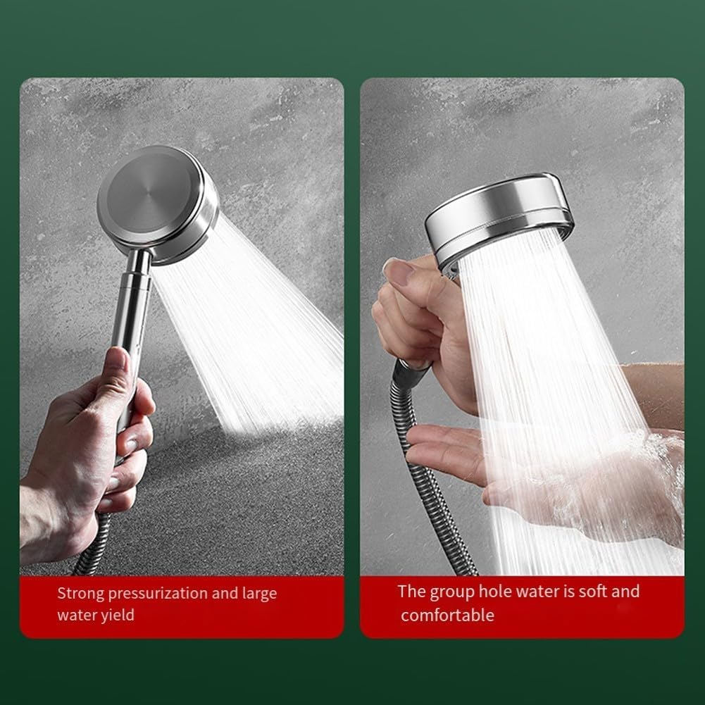 Cabezal de ducha de alta presión, duradero, inoxidable, universal (cabezal de ducha de acero inoxidable 304 + manguera de 1,5 m) - 4