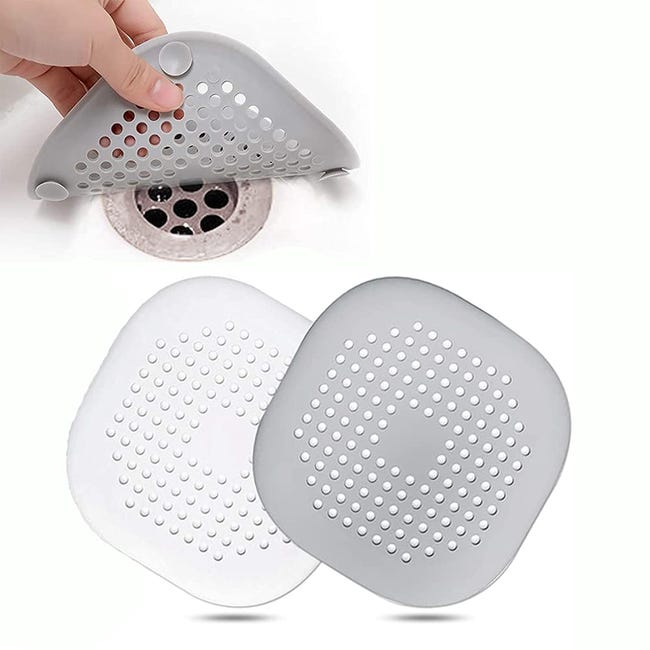 2 Pièces Protection De Drain Silicone - Filtre Évier Anti-Colmatage Attrape Cheveux Pour Douche, Baignoire Et Cuisine (Blanc)