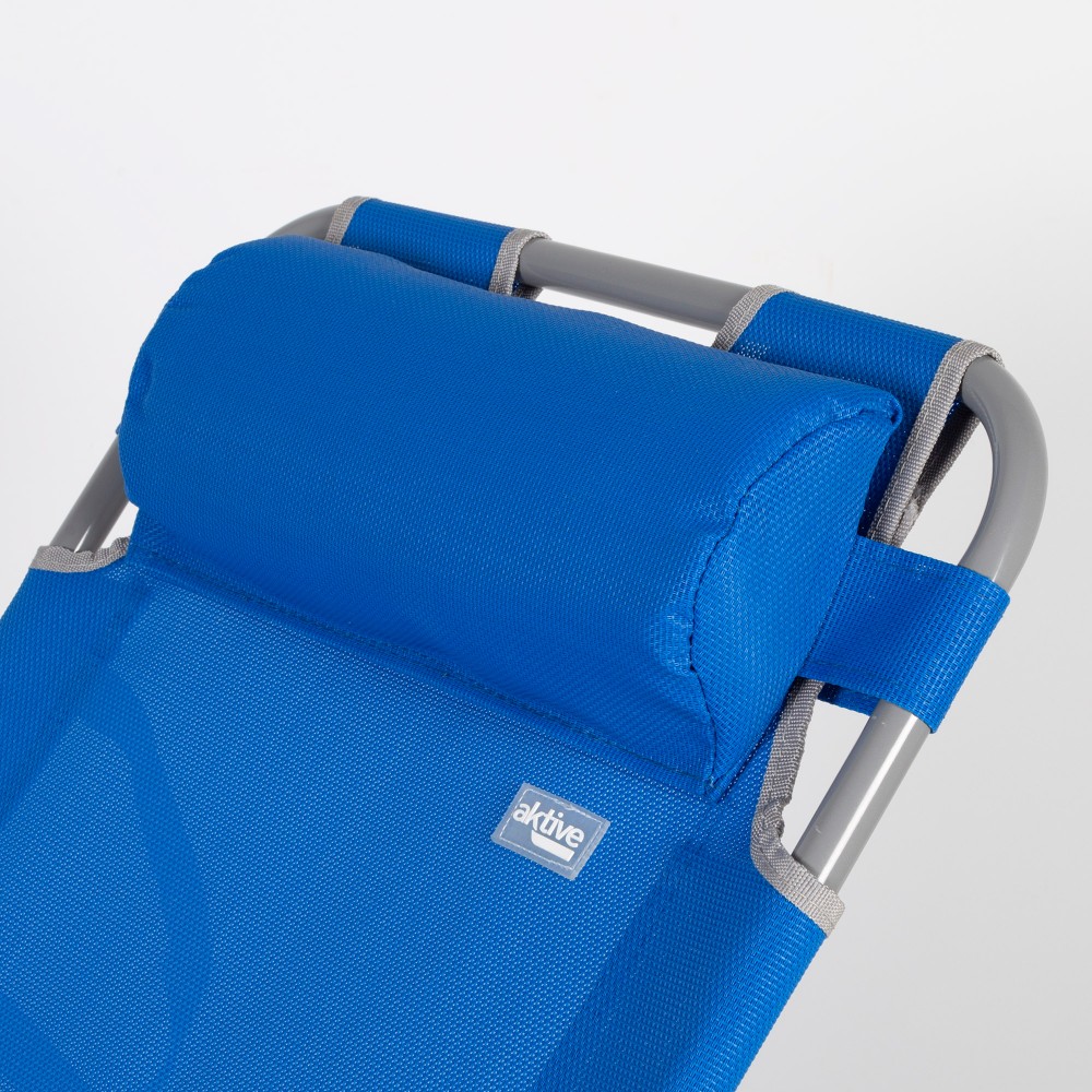 Tumbona plegable camping multiposición azul c/cojín Aktive - 7