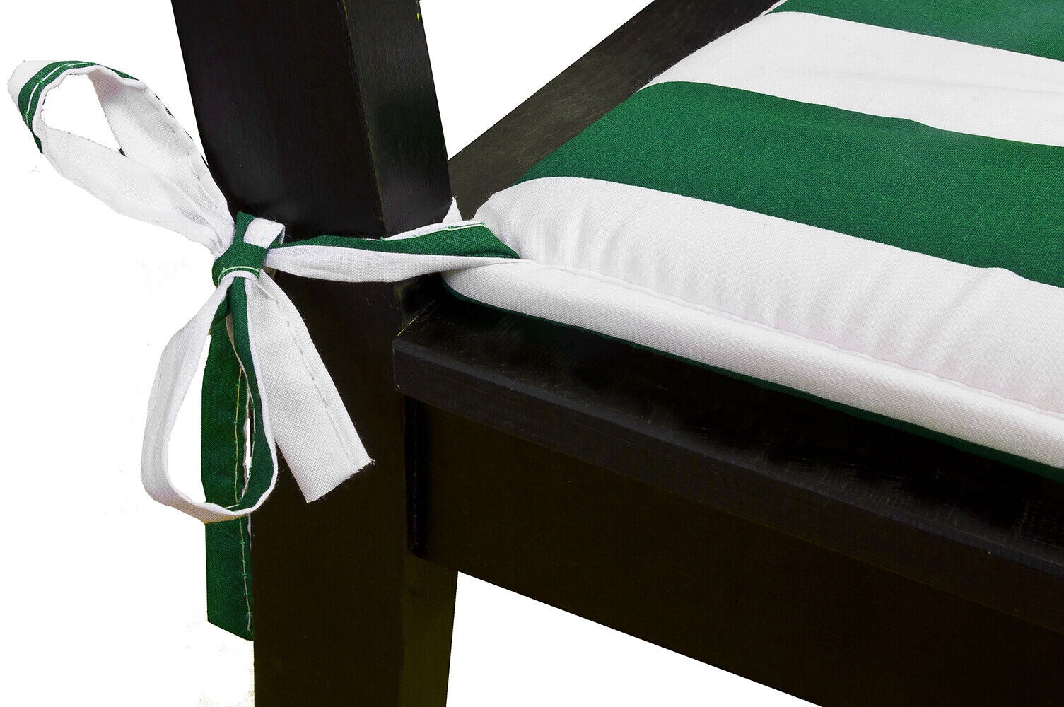 Lot De 4 Coussins Pour Chaise Cuisine Coton Doux Lavables Universelles Matelassé Rayures Vert - 4