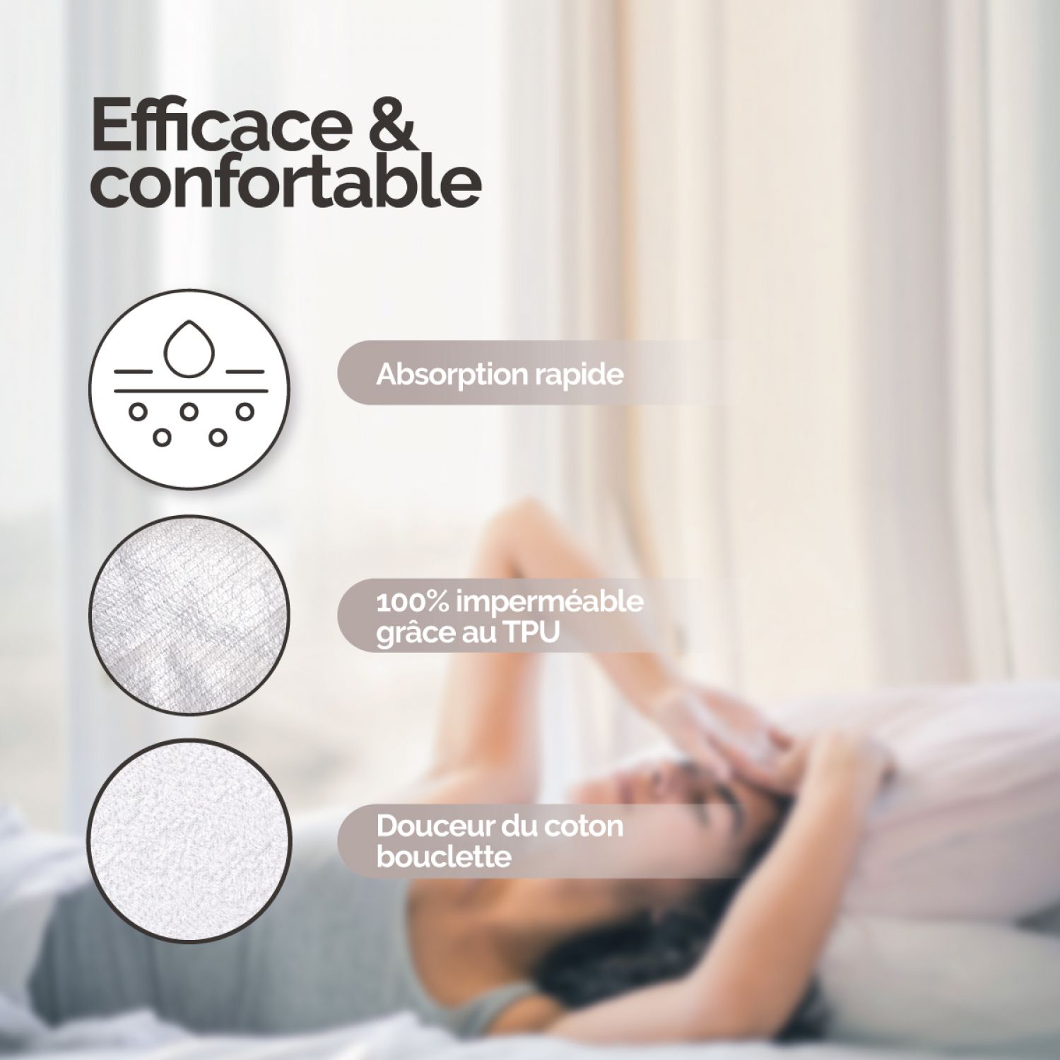 Alèse, protège matelas imperméable et respirant - Coton et TPU - 140 x 200 cm - Blanc - Vivezen - 3