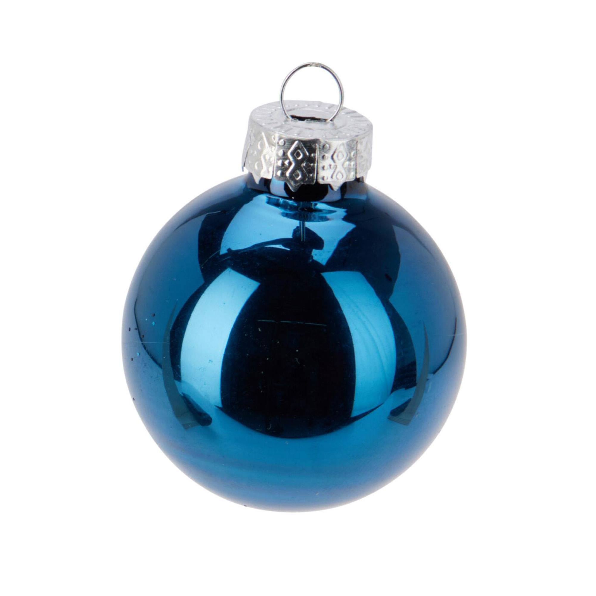 Set di 24 palline per albero di Natale argento glter lucido 3 cm
