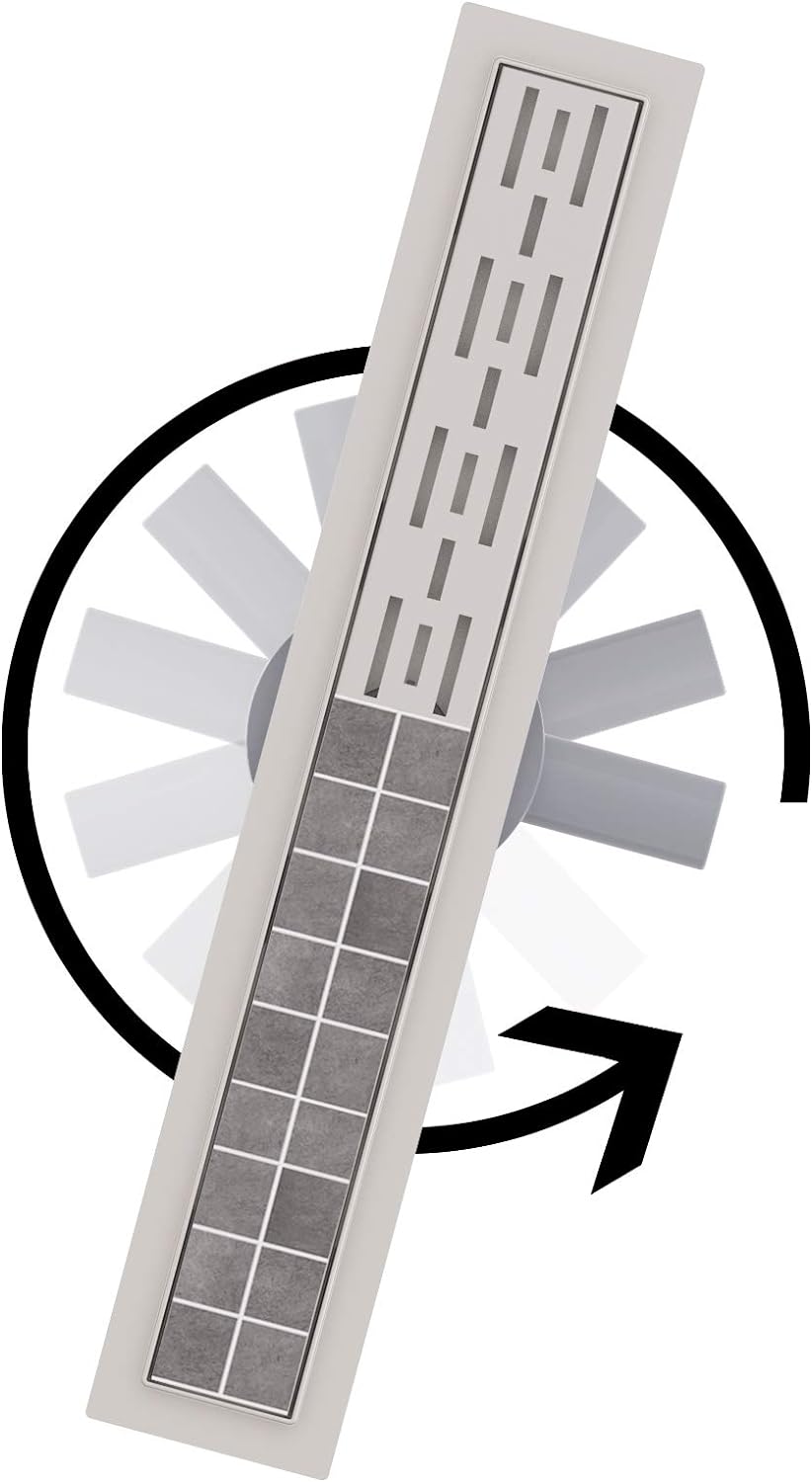 OCEAN caniveau de douche en acier inoxydable italien + siphon 360°, réglable en hauteur, avec désodorisant et avec filtre à cheveux 80 cm - 2