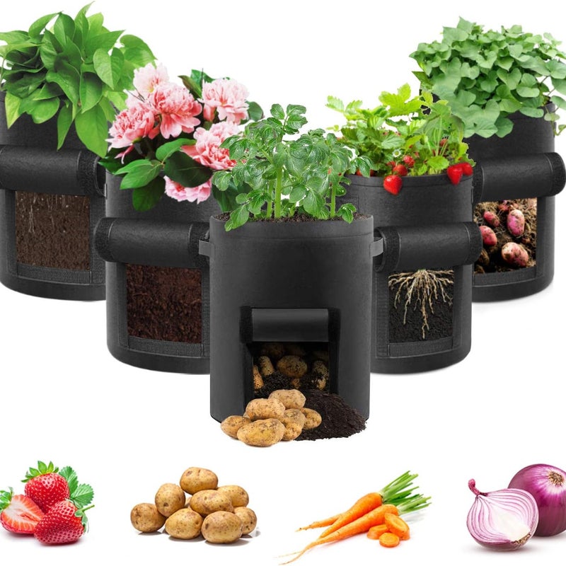 Worek do uprawy ziemniaków, 5 sztuk, 10 galonów, oddychający worek do uprawy warzyw w ogrodzie, do sadzenia w doniczkach materiałowych