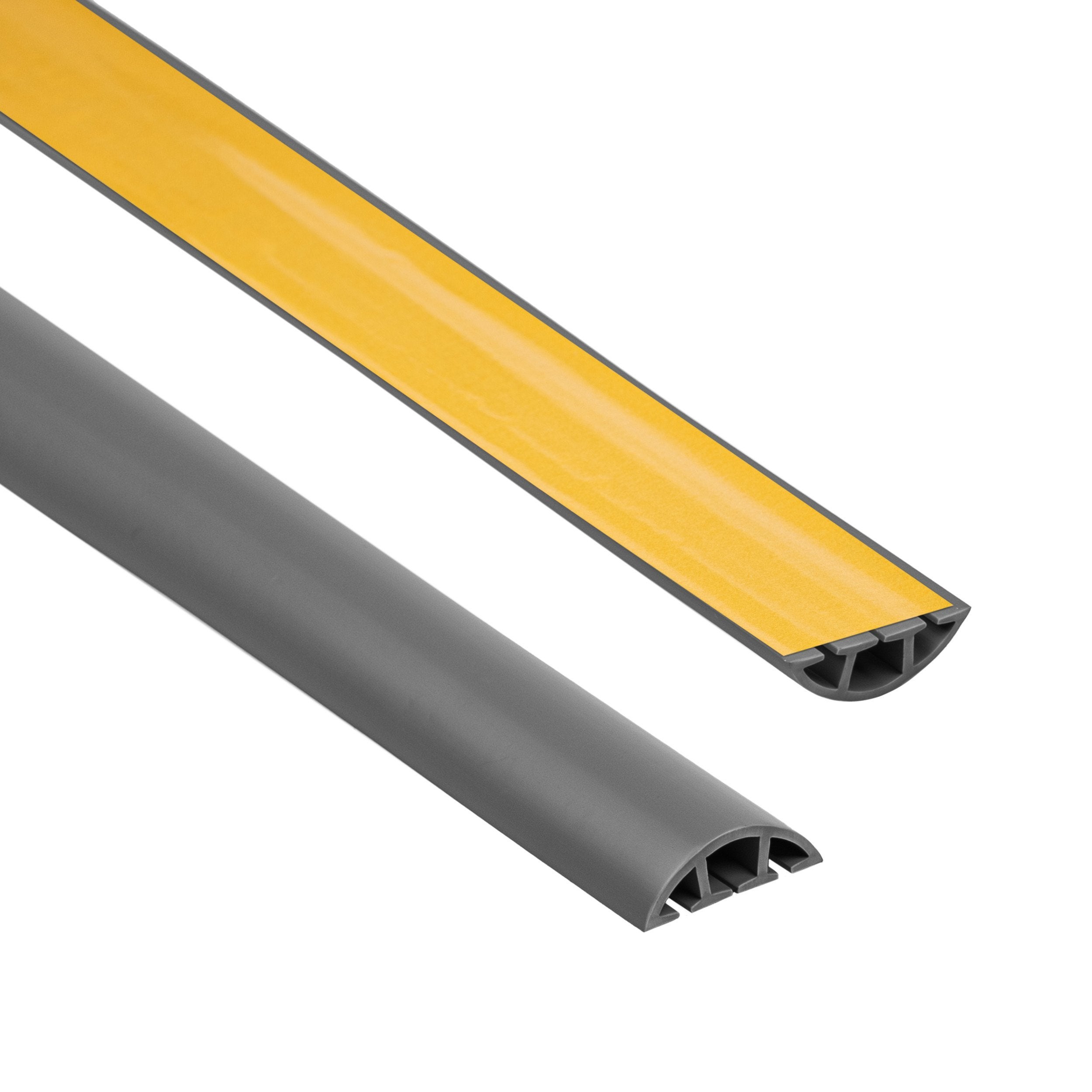 Kanał kablowy PVC samoprzylepny na podłogę 60 mm - osłona kabli 3-kanałowa, półokrągła - 2m, ciemnoszary