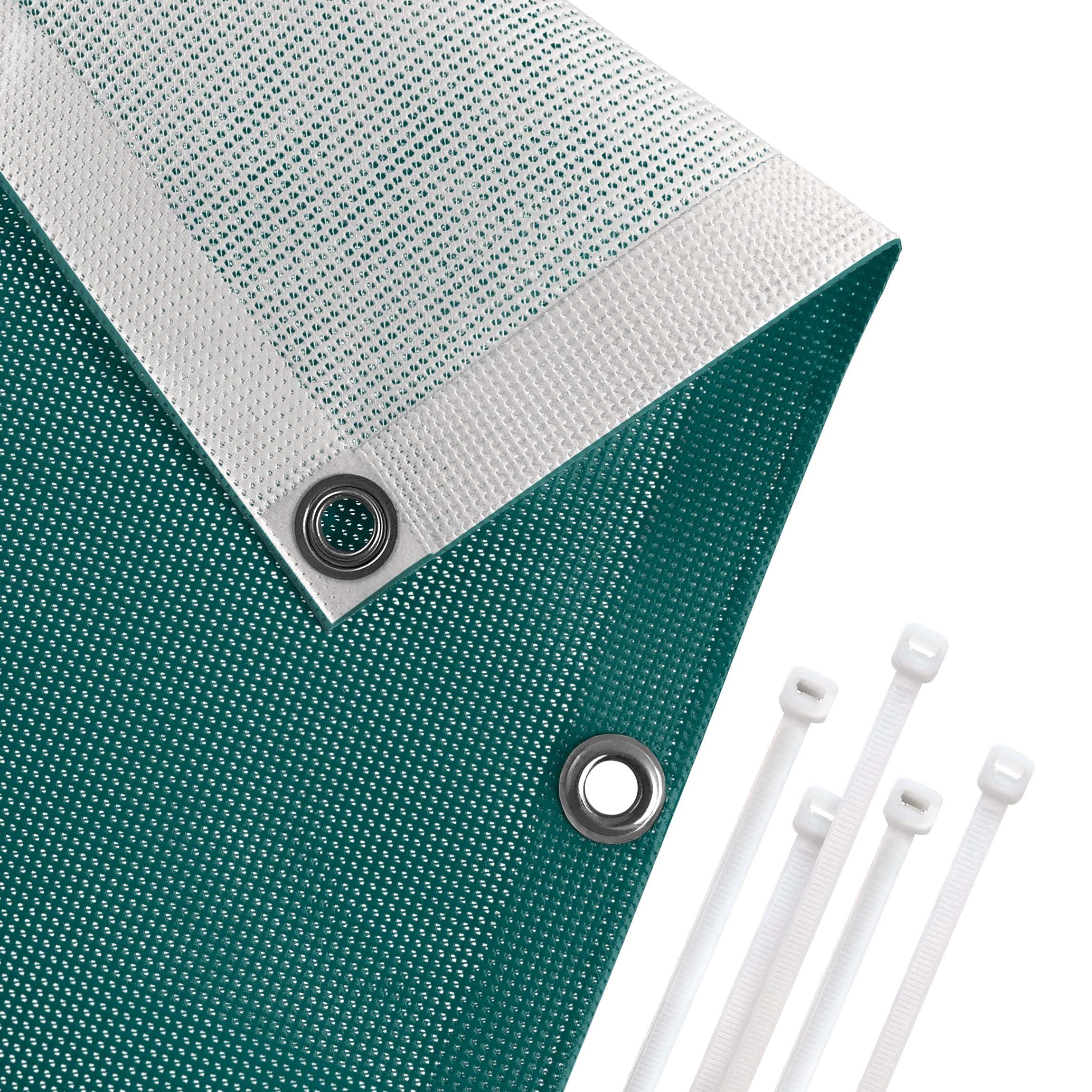 Brise vue brise vent balcon appartement jardin vert H.1,2 x L.10 M avec attaches résistant aux intempéries 270 g/m² mesh 1151 - 4