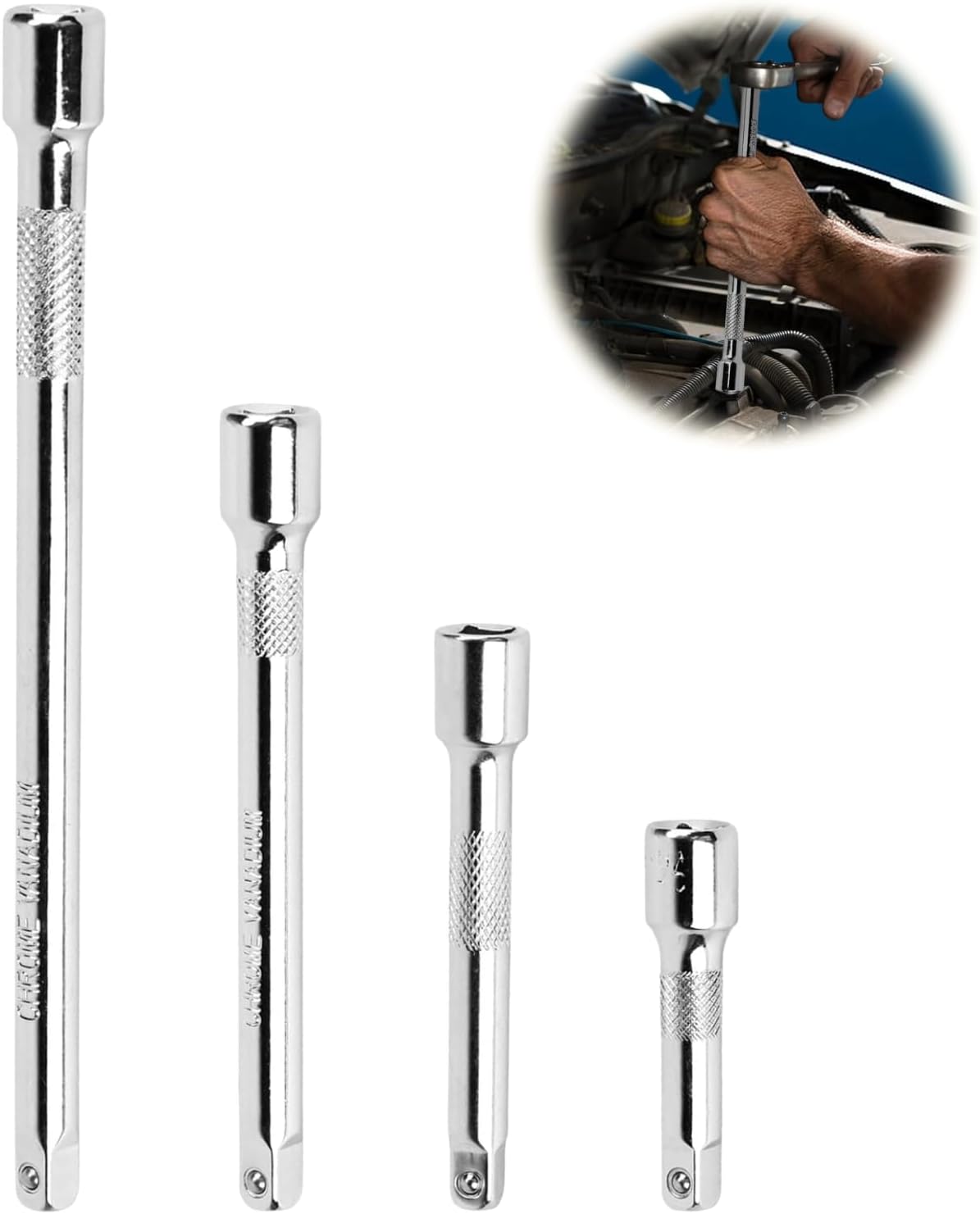 Przedłużka grzechotki 1/4", przedłużka 1/4" 50 mm, 75 mm, 100 mm, 150 mm, stal chromowo-wanadowa