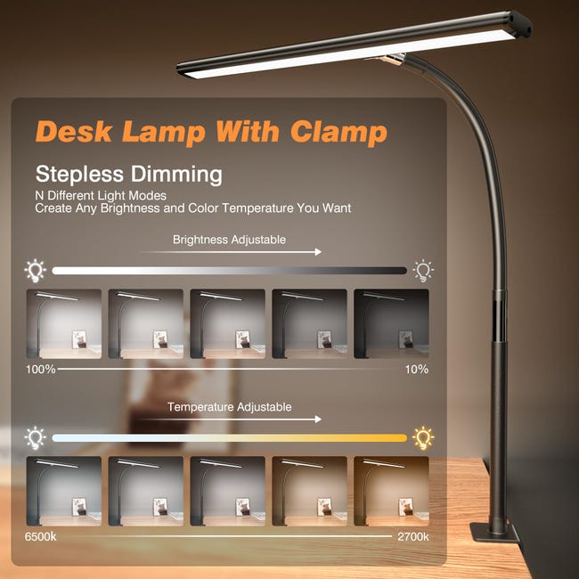 Lynor - Lampada da scrivania LED potente con telecomando per schermo pc Lynor - Lampada da scrivania LED potente con telecomando per schermo pc