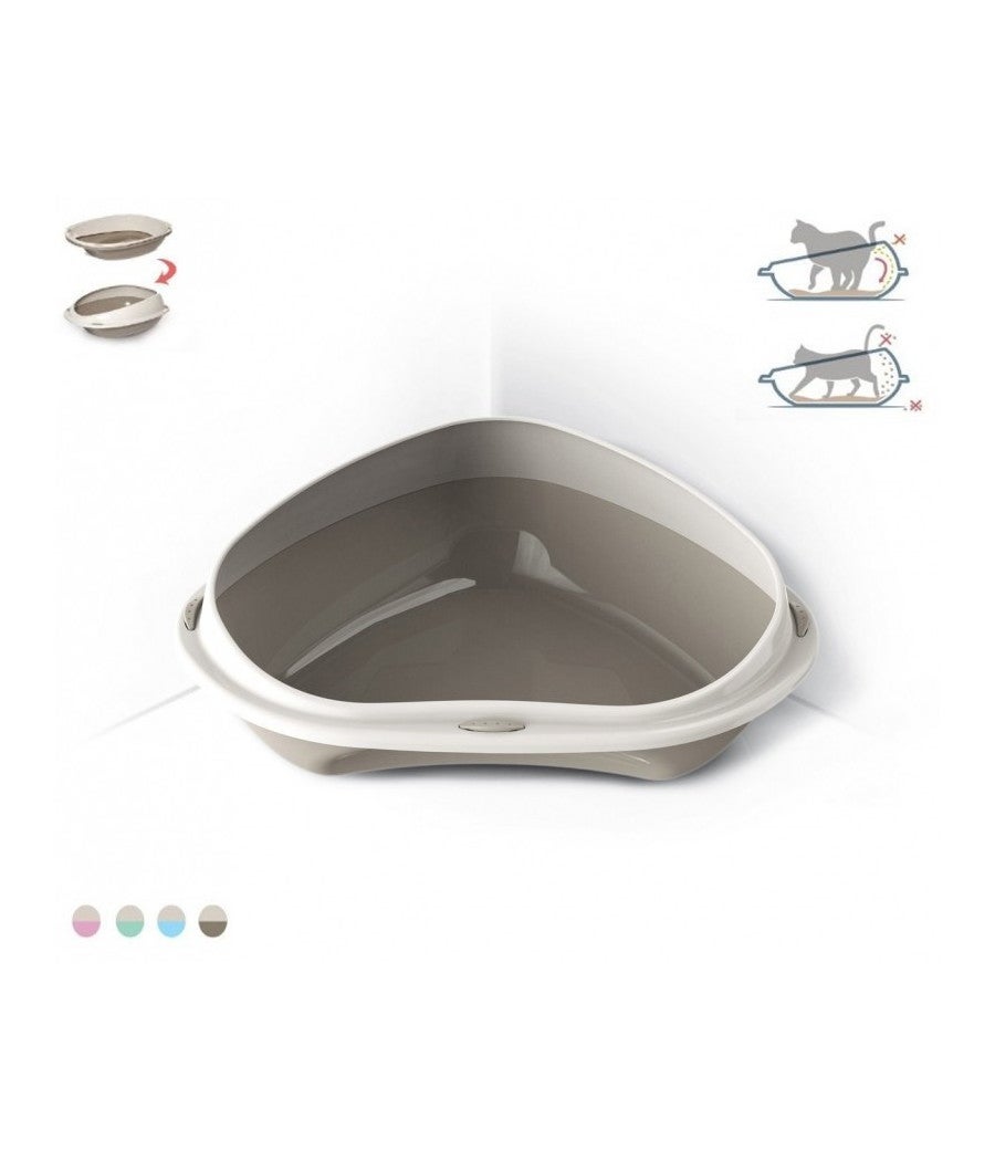 Trade Shop - Lettiera Lettiere Per Gatti Gatto Ad Angolo Igiene Toelettatura Bordi Rialzati - - 2