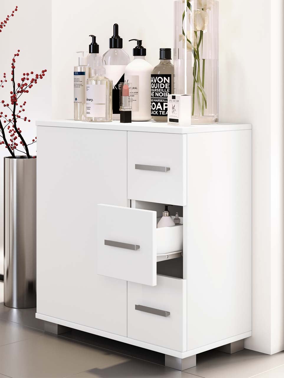 VCM Armoire de salle de bain Zalo Blanc H. 65 x B. 60 x T. 30 cm - 3