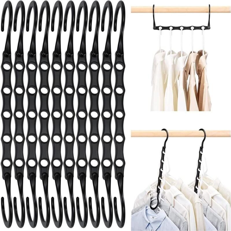 Partia 10 cintres magiques pour vêtements, support de rangement pour penderie, win de place (czarny)