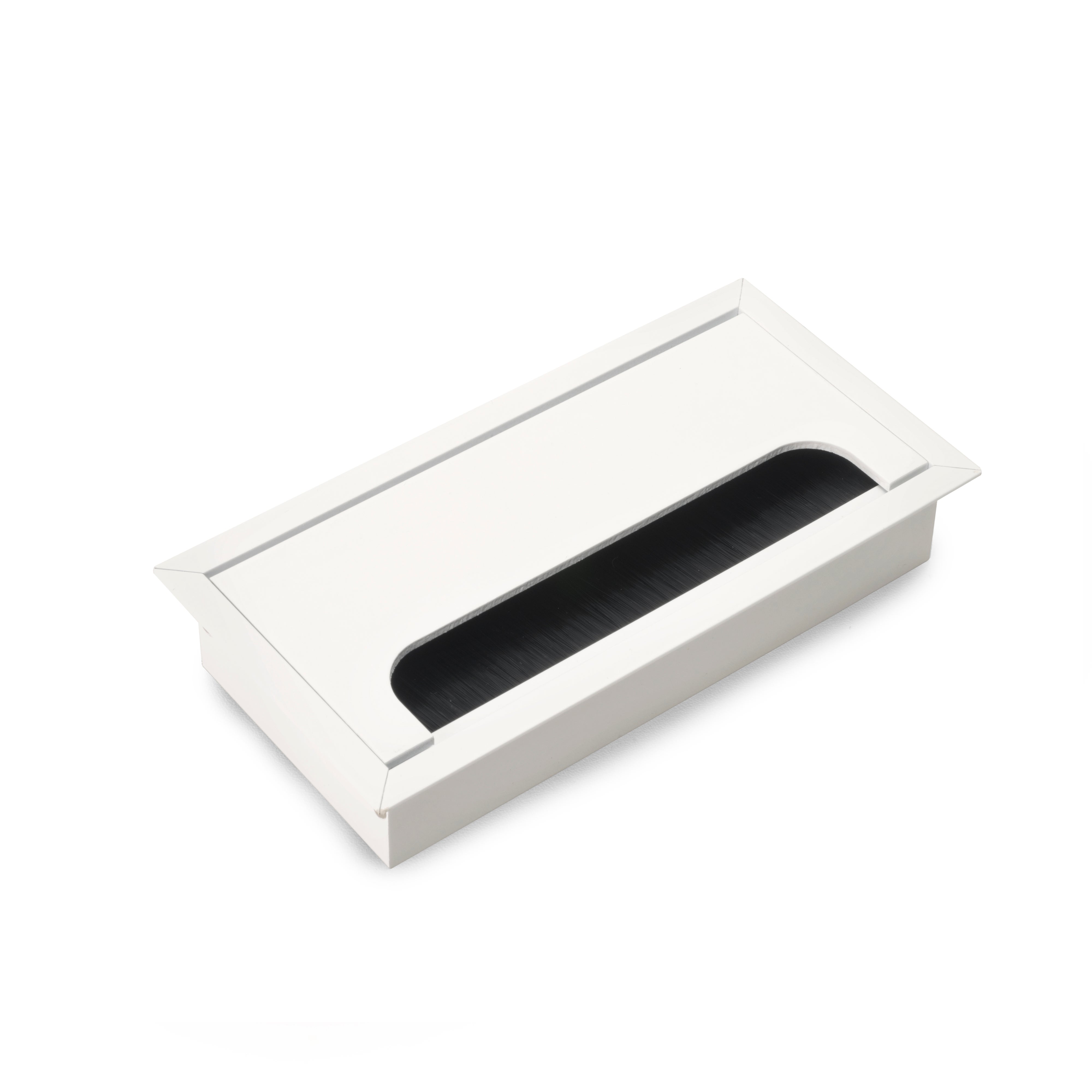 Organizatory kabli Emuca Quadrum, prostokątne, 159x80mm, wpuszczane, Malowane na biało, Aluminium