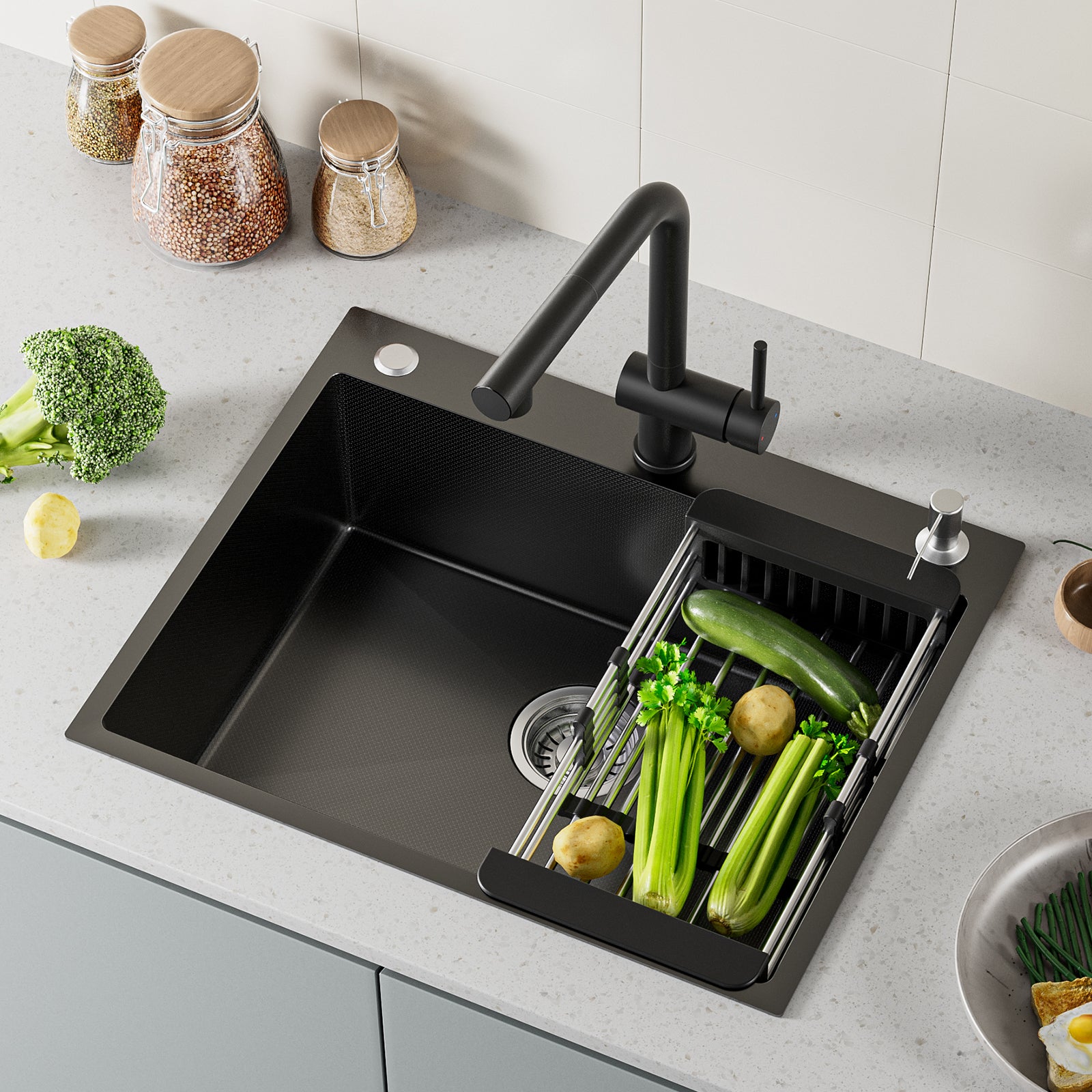 Evier Cuisine Noir 1 Bacnull