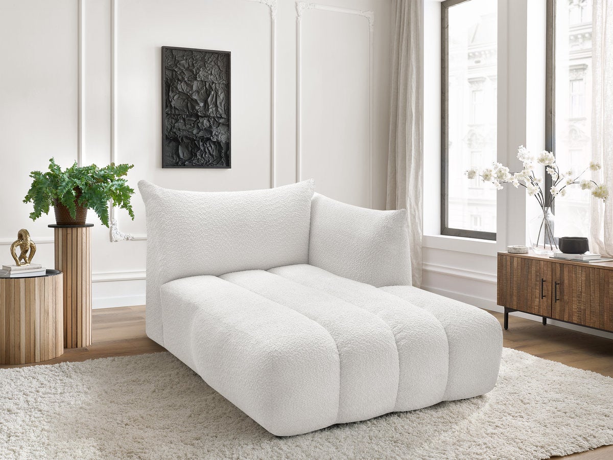 BOBOCHIC Méridienne pour canapé modulable AZRA tissu bouclette Blanc ...