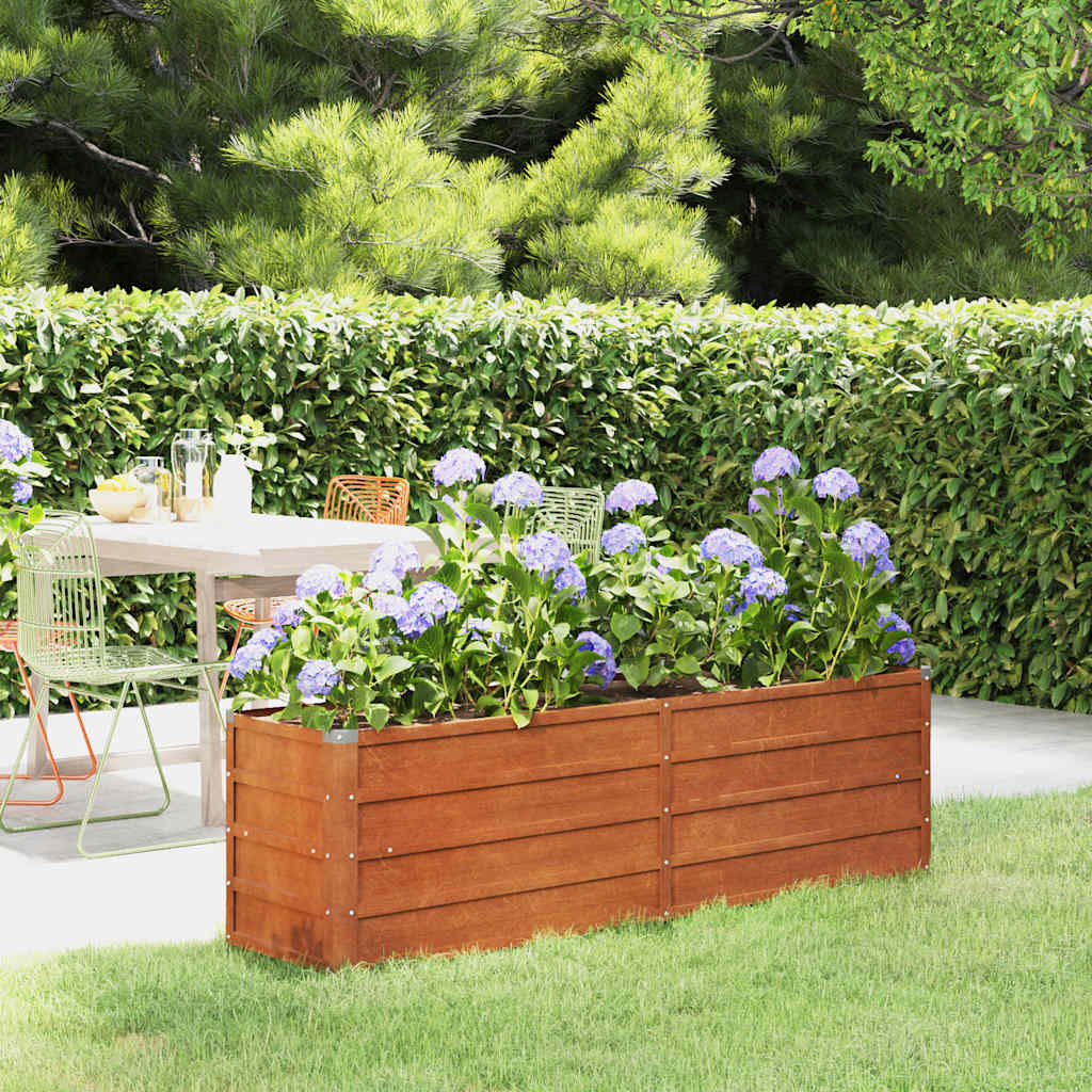 Jardinière - Lit surélevé de jardin - Pot de fleurs rouillé 160x40x45 cm acier corten Couleur évolue n1306l - 2