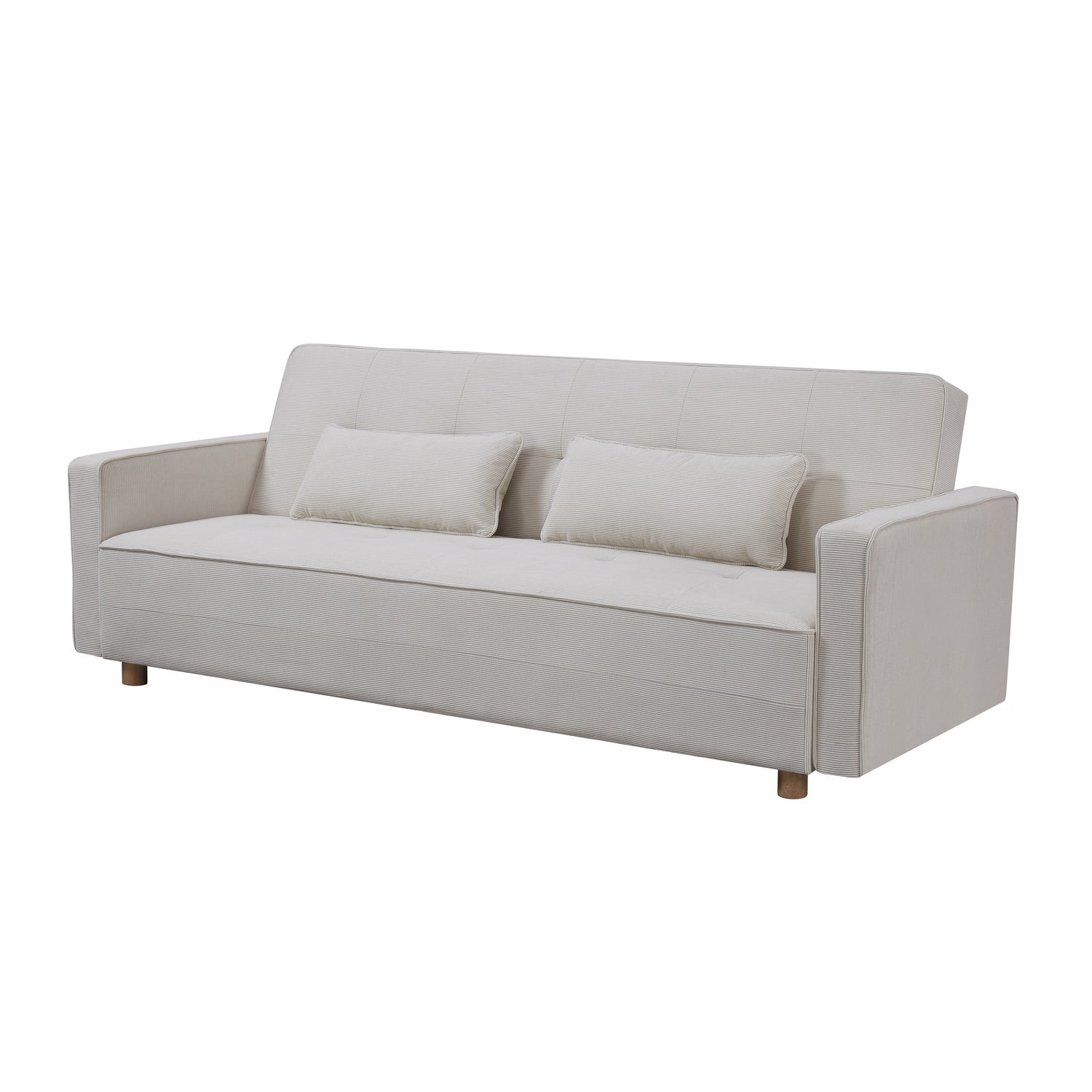 Canapé scandinave convertible 3 places en velours côtelé beige COPENHAGUE - 8