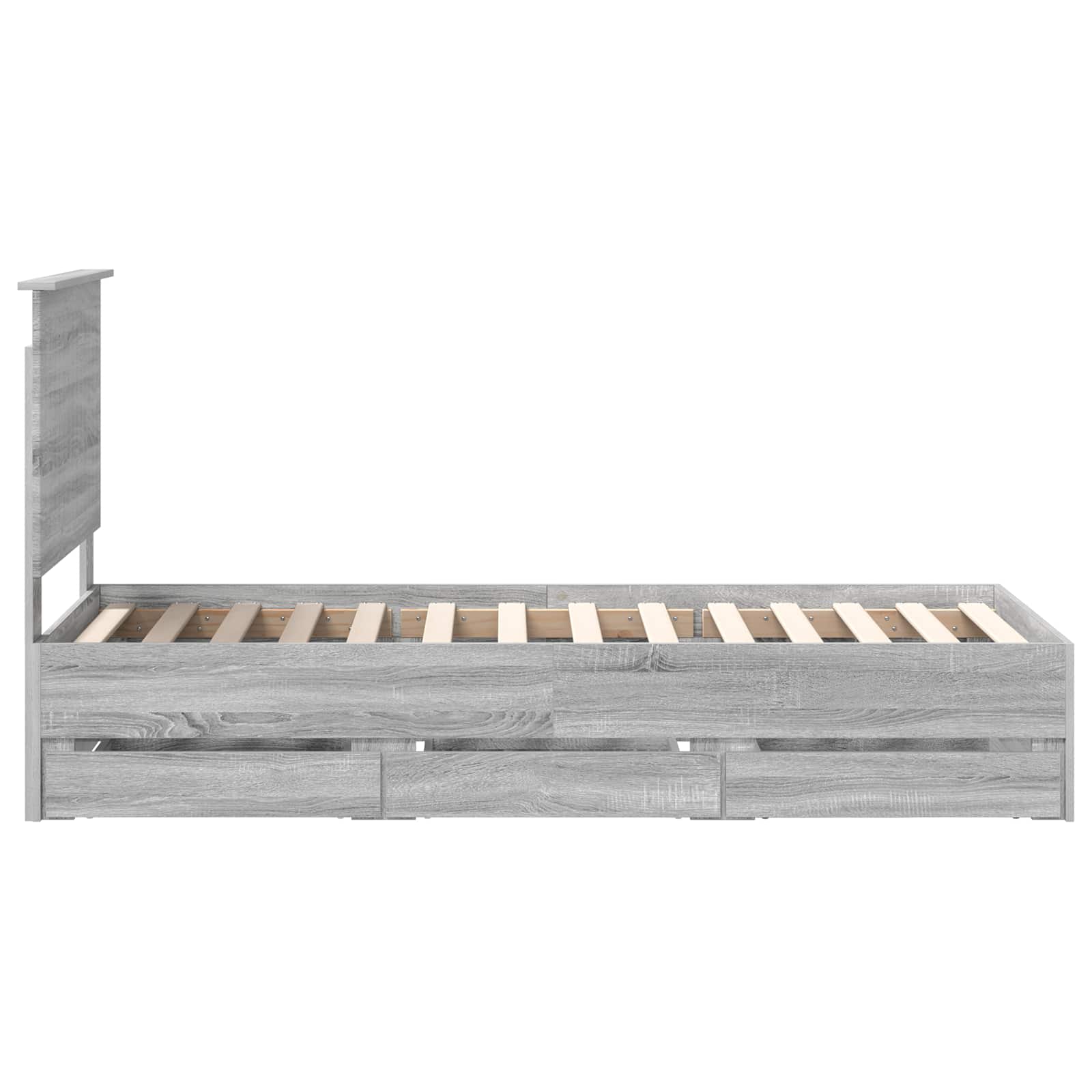 Cadre de lit gris en panneau de bois pour la chambre, 75 × 190 cm - 9