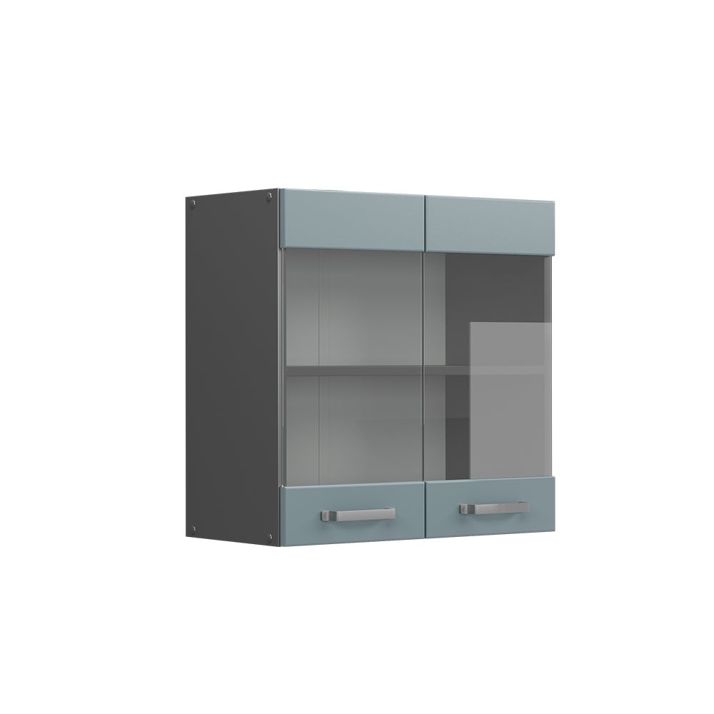 Vicco Szklana szafka kuchenna R-Line, Niebiesko-szary, 60 cm